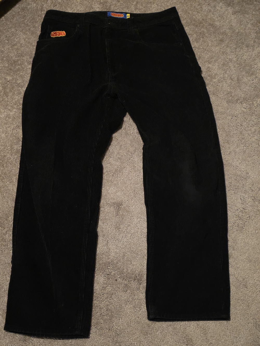Empyre Men Pants 34Black Corduroy Y2K Skater Grunge Baggy Streetwear